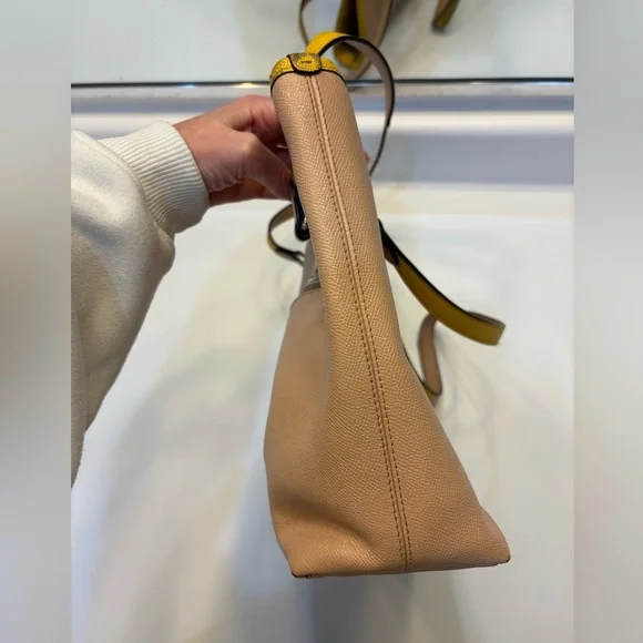 Coach Nude Tote Bag Purse Mustard Yellow Trim Women’s Zipper - Picture 5 of 15